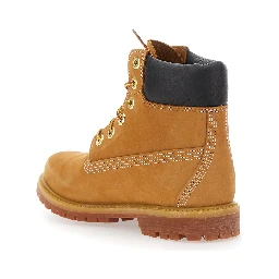Beige Water-Proof Boots with Logo in Nubuck Leather Woman