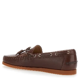 Palm Avenue Brown Loafers with VLogo Patch on the Sidei n Leather Man