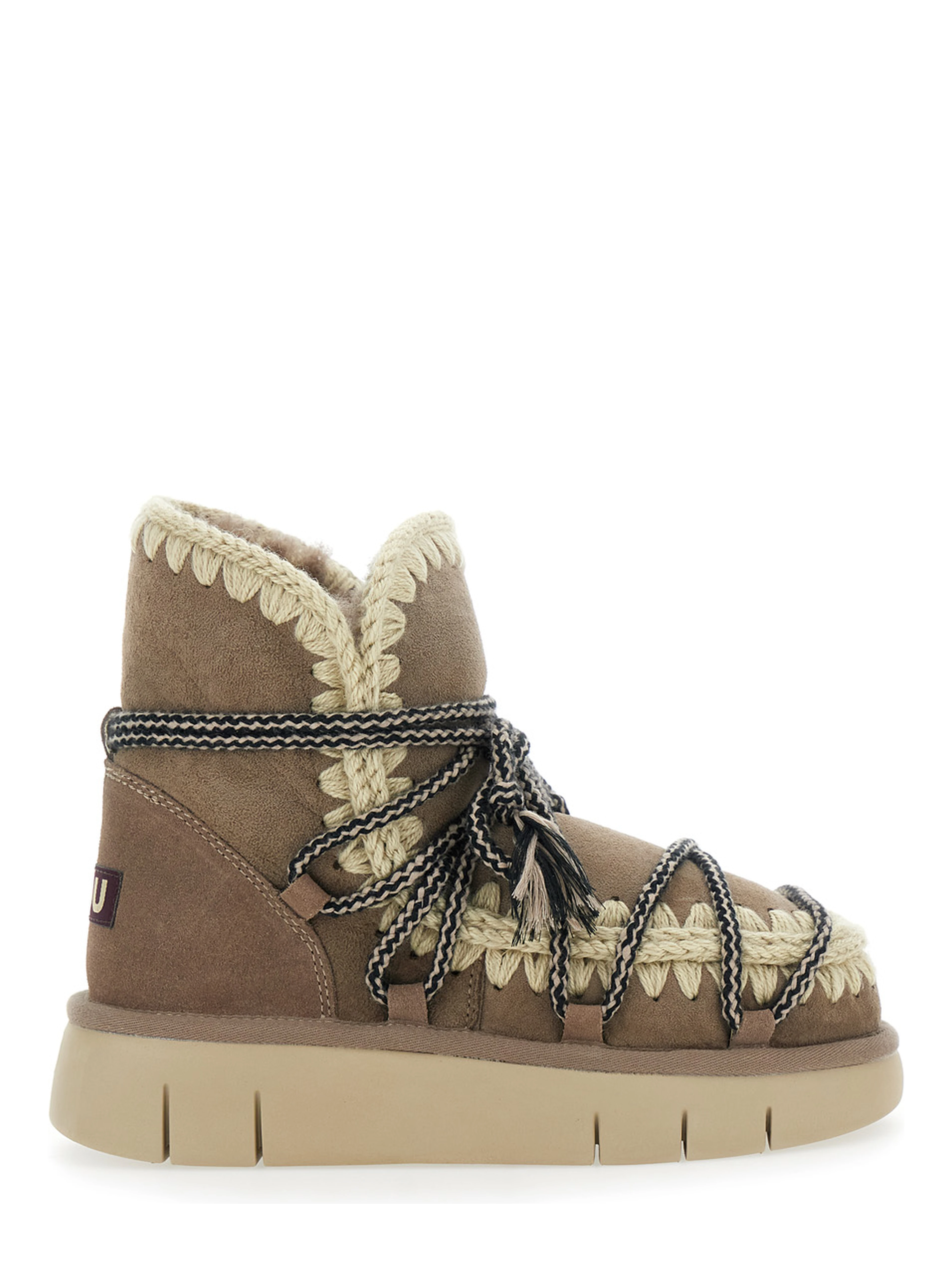 Grey Ankle Boots with Lace Closure and Tassel Detail in Leather Woman