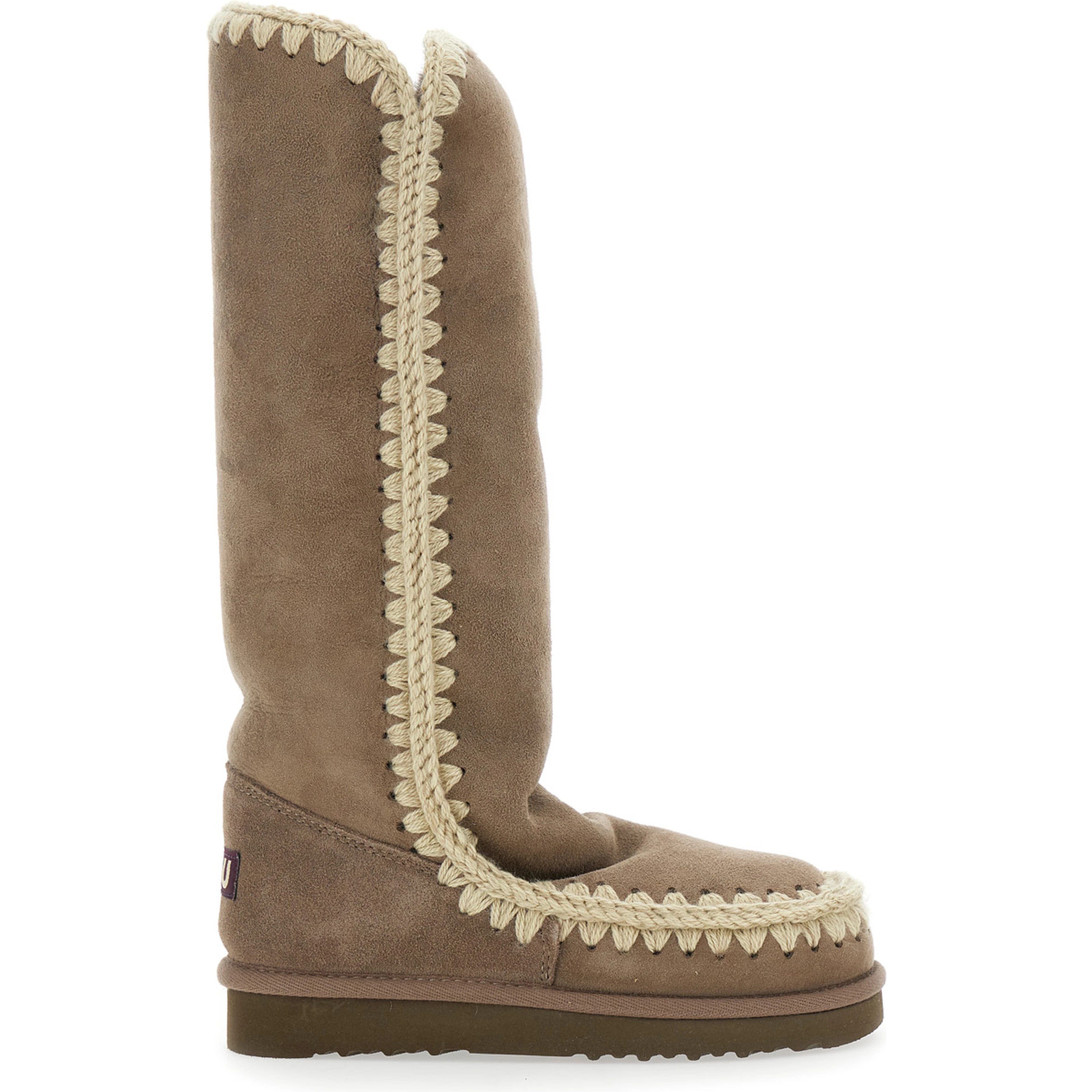 Eskimo Grey Boots with Braided Effect and Logo Patch on the Rear in Leather Woman