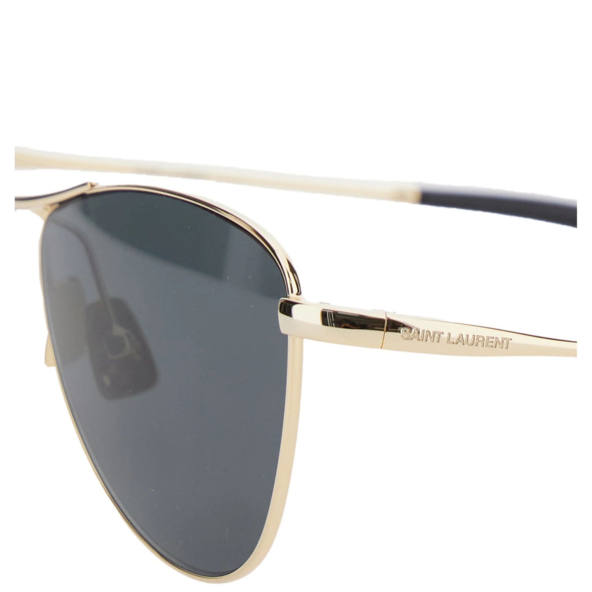 Gold Tone Sunglasses with Engraved Logo in Metal Woman
