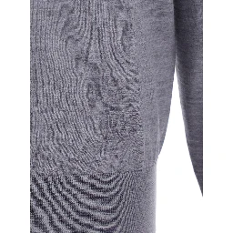 Grey Polo Shirt with Classic Collar and Tonal Logo Embroidery on the Front in Wool Man