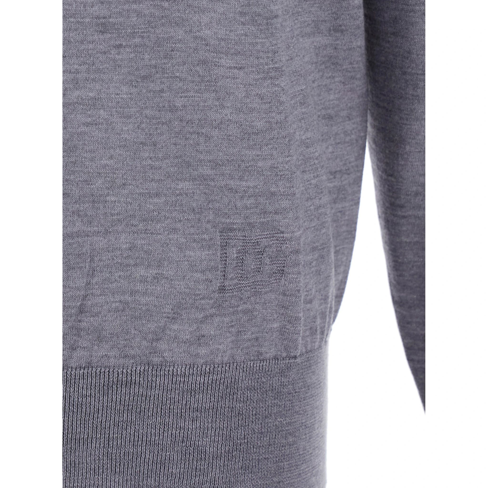 Grey Polo Shirt with Classic Collar and Tonal Logo Embroidery on the Front in Wool Man