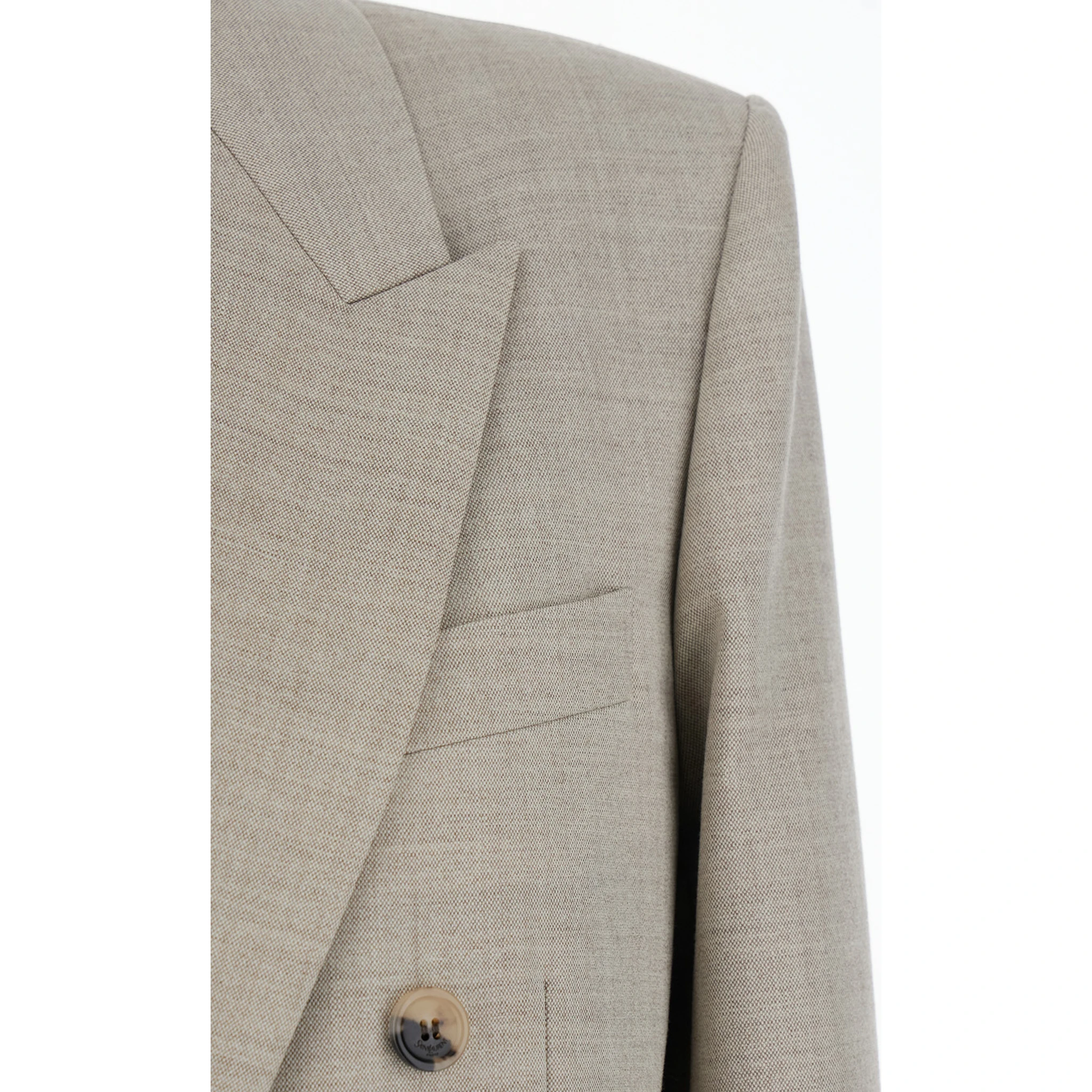 Grey Double-Breasted Jacket with Peak Revers in Wool Woman