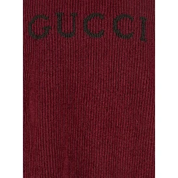 Bordeaux Crewneck Sweater with Logo Lettering Embroidery on the Front in Wool Man