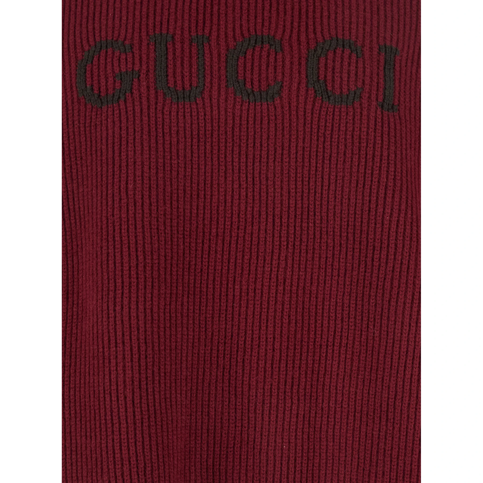 Bordeaux Crewneck Sweater with Logo Lettering Embroidery on the Front in Wool Man