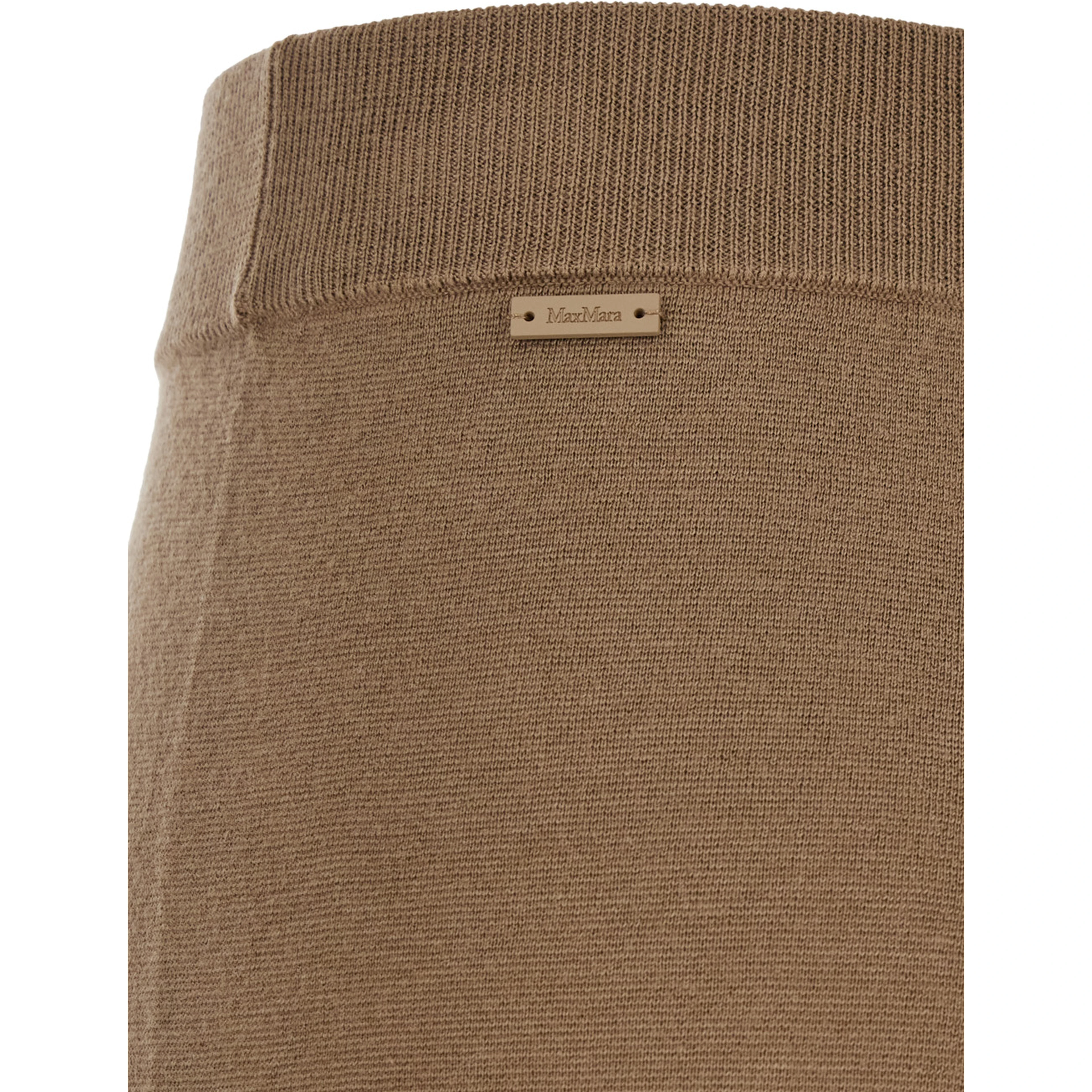 Nigeria Brown Pants with Elastic Waist and Wide Leg in Wool Woman
