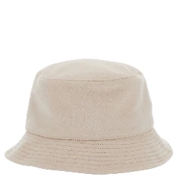Le Bob Cachemiro Beige Bucket Hat with Logo Lettering Embroidery on the Front and Ribbed Brim in Wool Man
