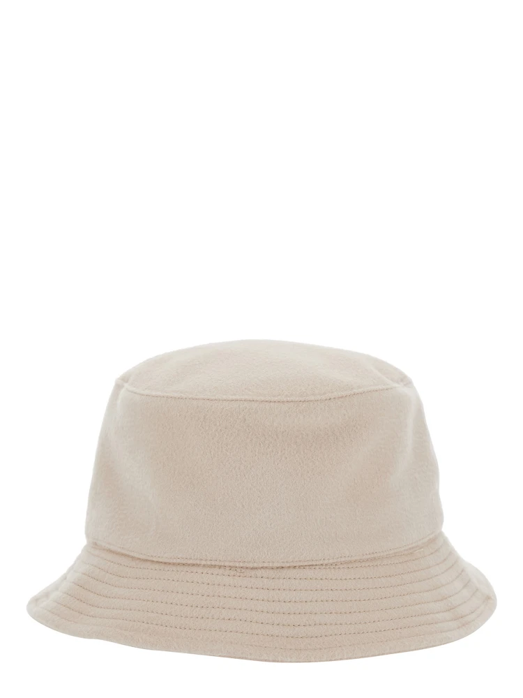 Le Bob Cachemiro Beige Bucket Hat with Logo Lettering Embroidery on the Front and Ribbed Brim in Wool Man alternative