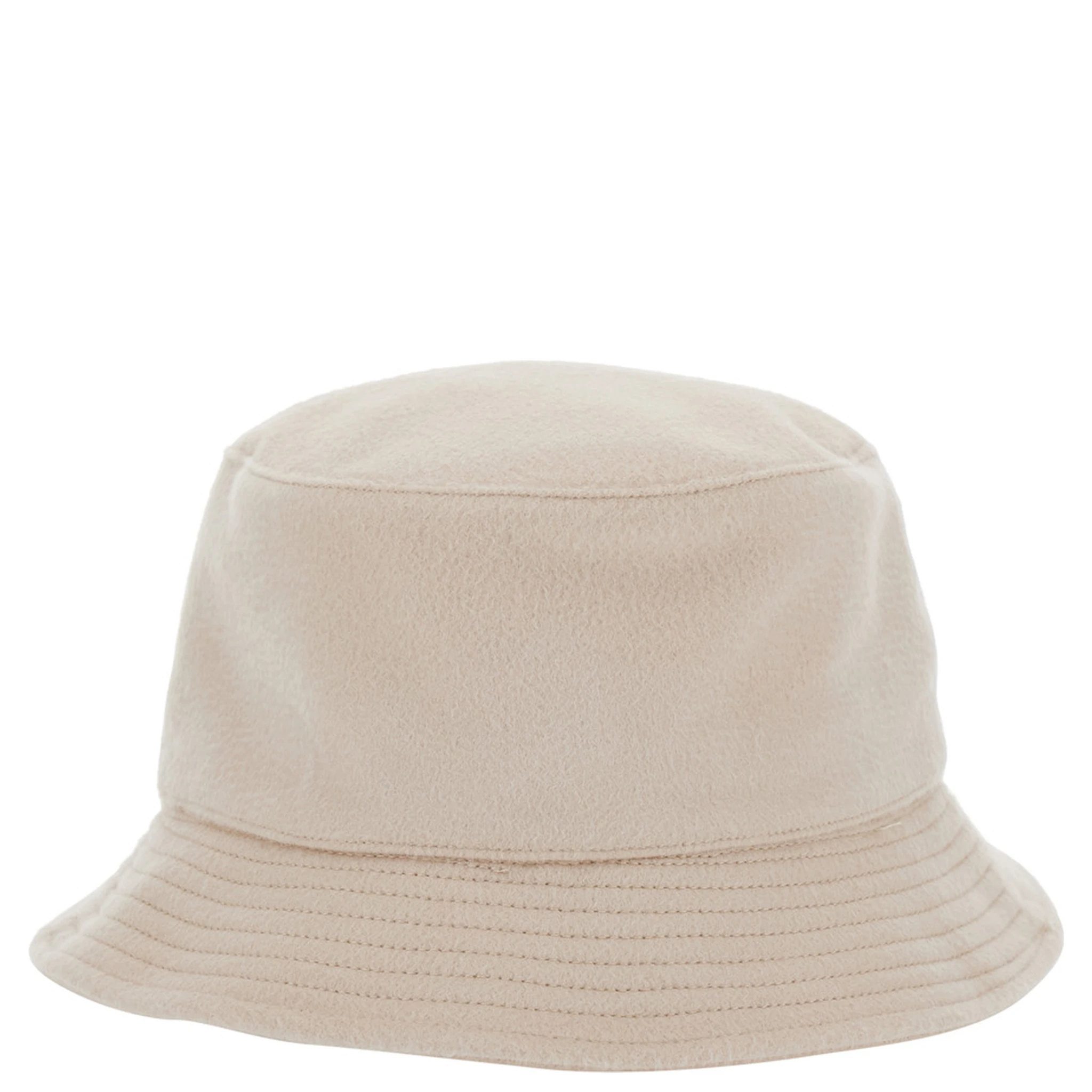 Le Bob Cachemiro Beige Bucket Hat with Logo Lettering Embroidery on the Front and Ribbed Brim in Wool Man