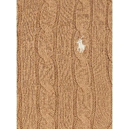 Beige Sweater with Embroidered Pony Detail on the Front in Cotton Woman