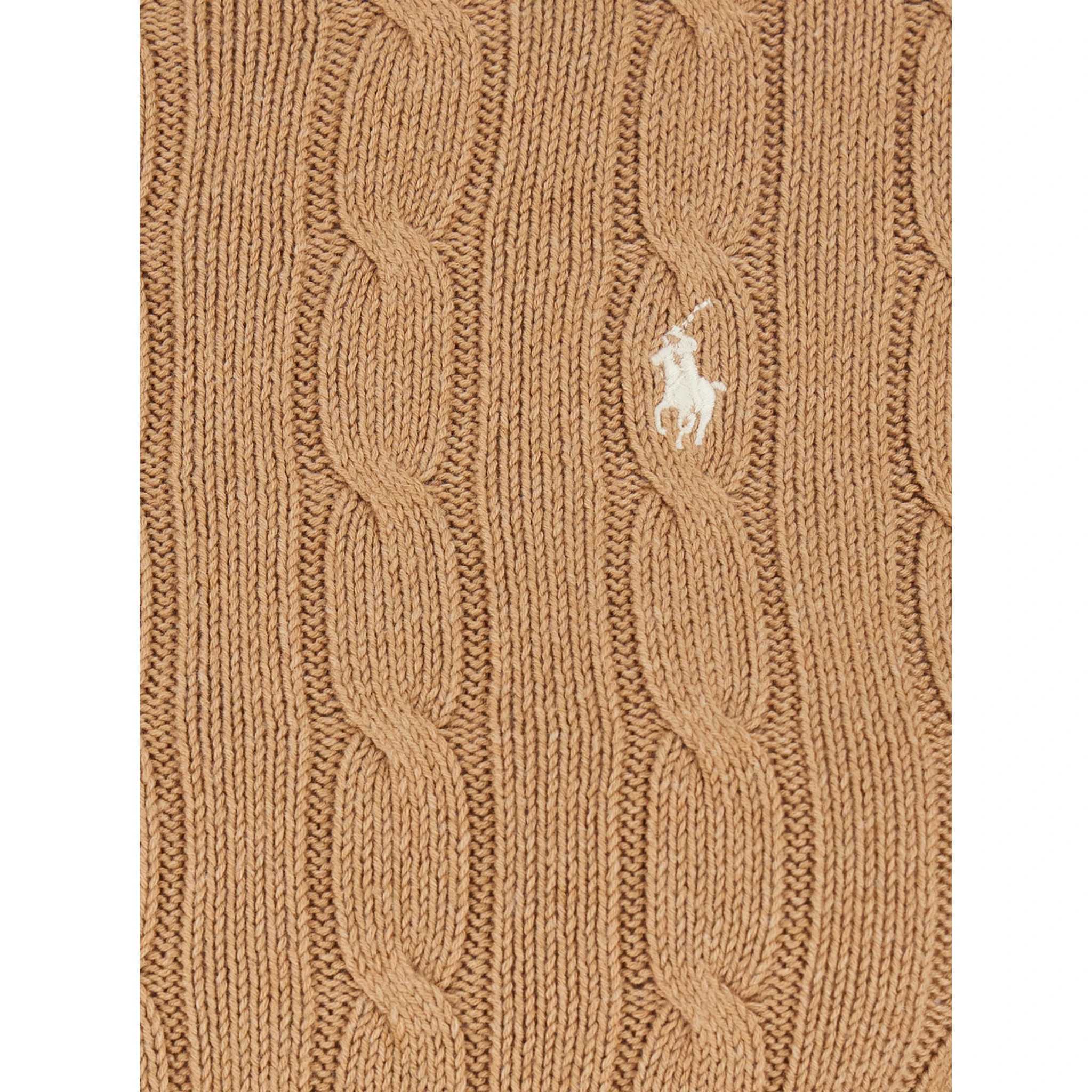 Beige Sweater with Embroidered Pony Detail on the Front in Cotton Woman