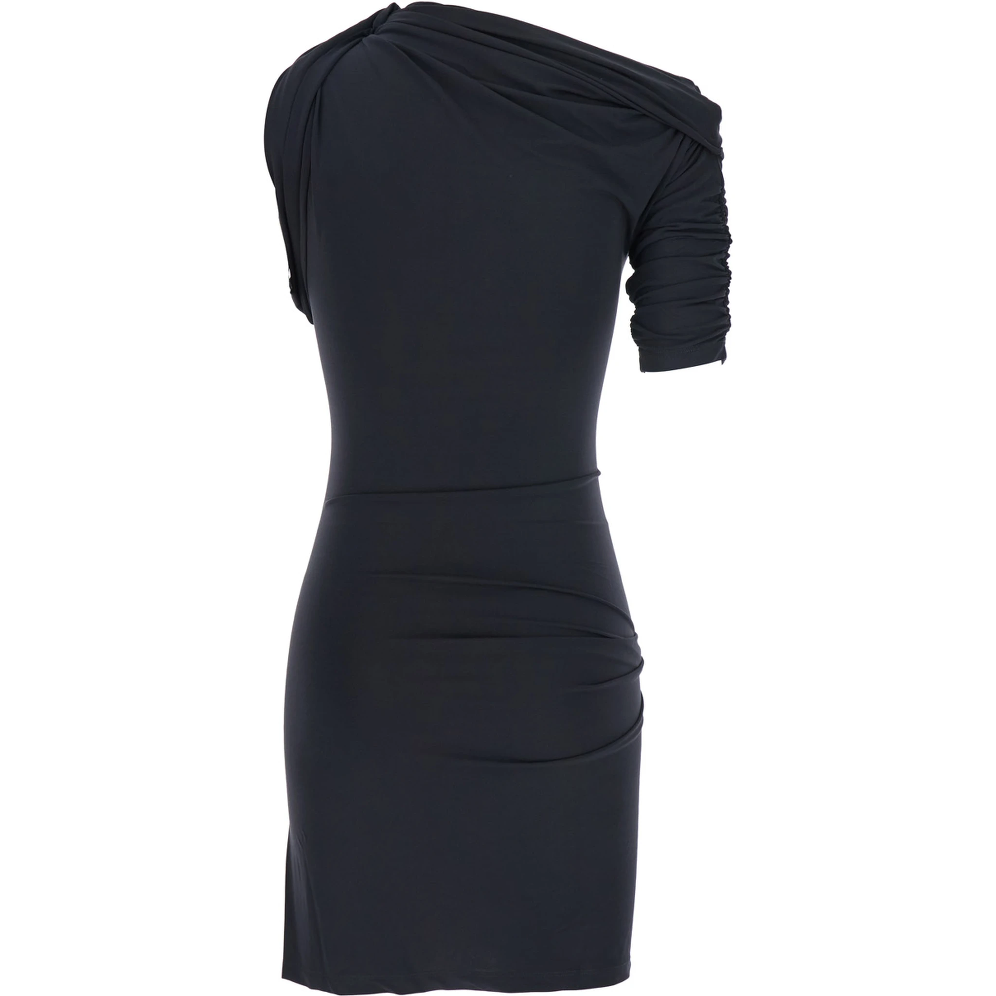 La Mini Robe Drapeado Blue One-Shoulder Mini Dress with Ruched Details in Viscose Blend Stretch Woman