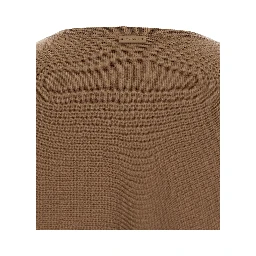 Frais Brown Crewneck Sweater with Cuffs with Ties in Wool Woman