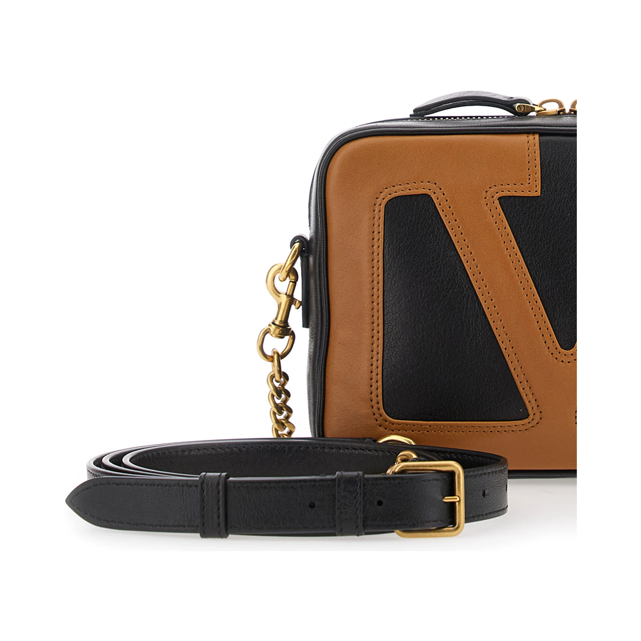 Viva Superstar Black Crossbody Bag with Maxi VLogo on the Front and Adjustable and Removable Shoulder Strap in Leather Man