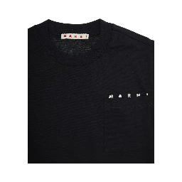 Black Crewneck T-Shirt with Logo Print in Cotton Boy