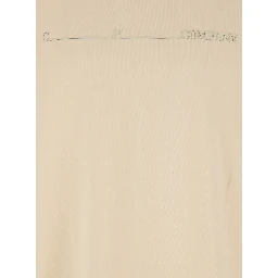 Beige T-Shirt with Logo on the Front in Cotton Man