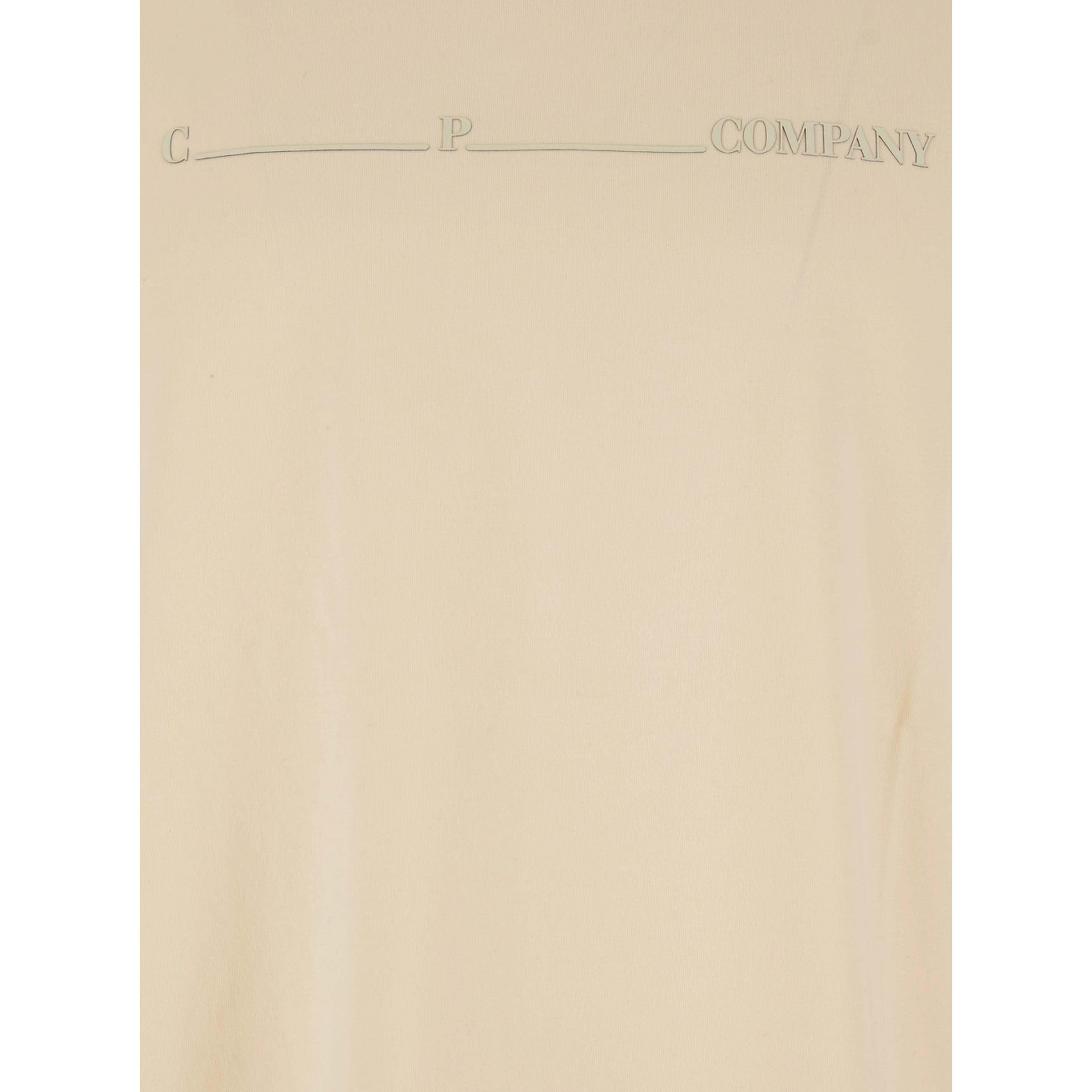 Beige T-Shirt with Logo on the Front in Cotton Man