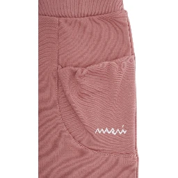 Pink Trousers with Logo on Front in Cotton Baby