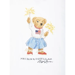 White Crewneck T-Shirt with Maxi Logo Print on the Front in Cotton Girl