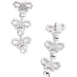 Metallic Tiered Earing with Bow Charm and Crystal Embellishments in Brass Woman