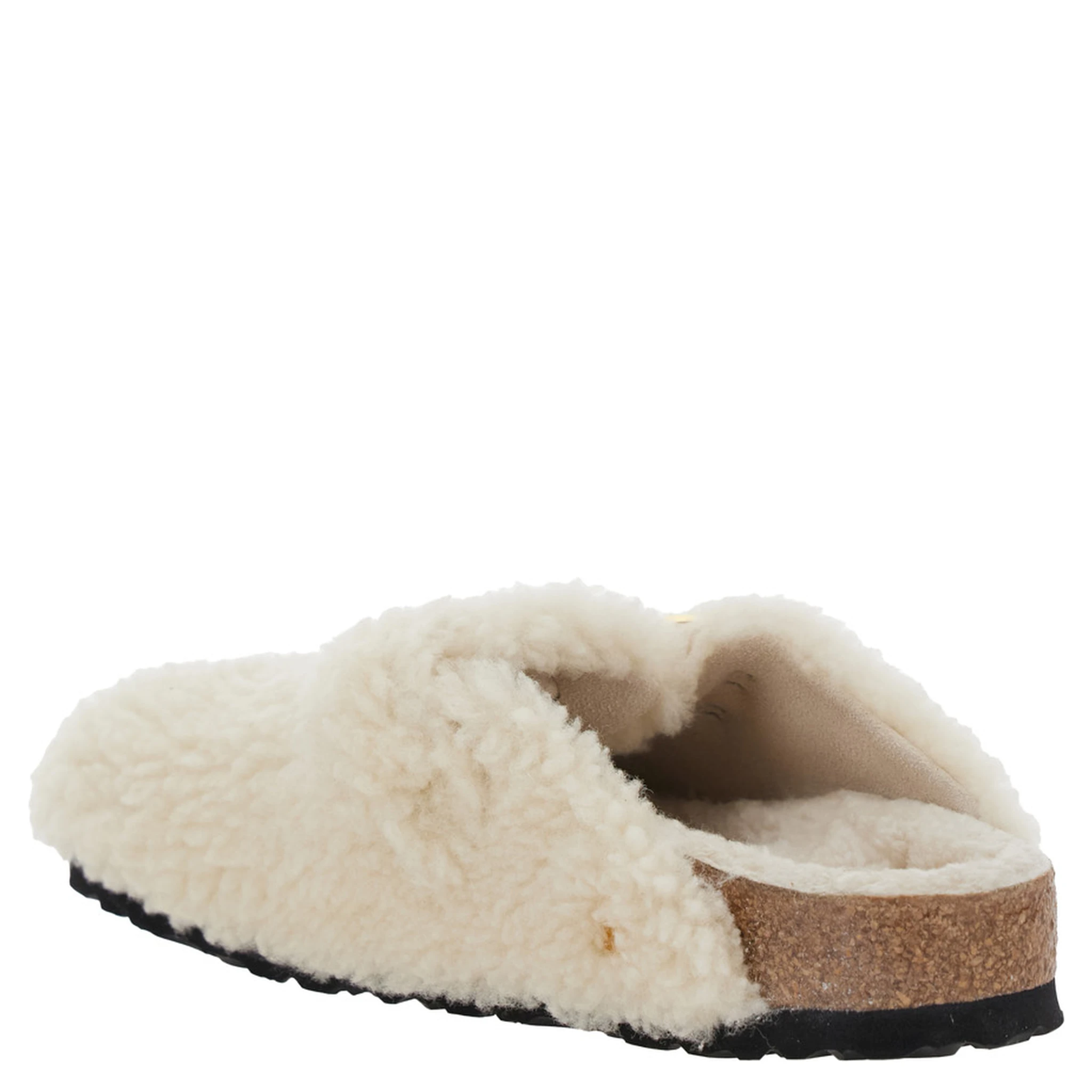 Boston White Slip-On Mules with Buckle in Eco-Shearling Woman