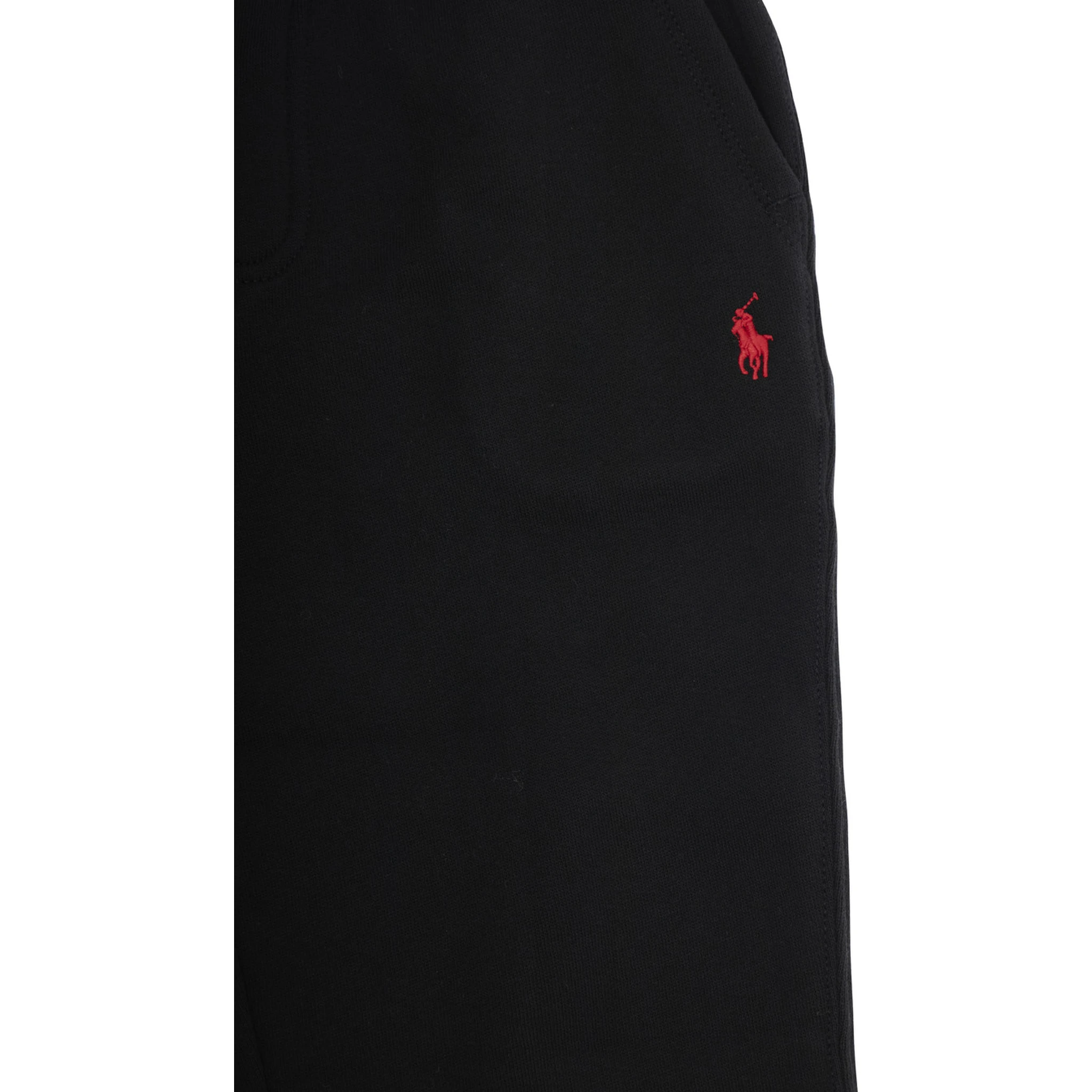 Black Pants with Elasticated Waist and Pony Logo on Front in Cotton Boy