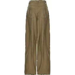 Green Silk Pants with Belt Loops and Logo Patch on the Rear in Silk Woman