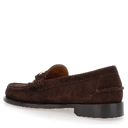 Joe Modena Brown Pull-On Loafers with Horsebit Detail in Suede Man