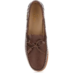 Palm Avenue Brown Loafers with VLogo Patch on the Sidei n Leather Man