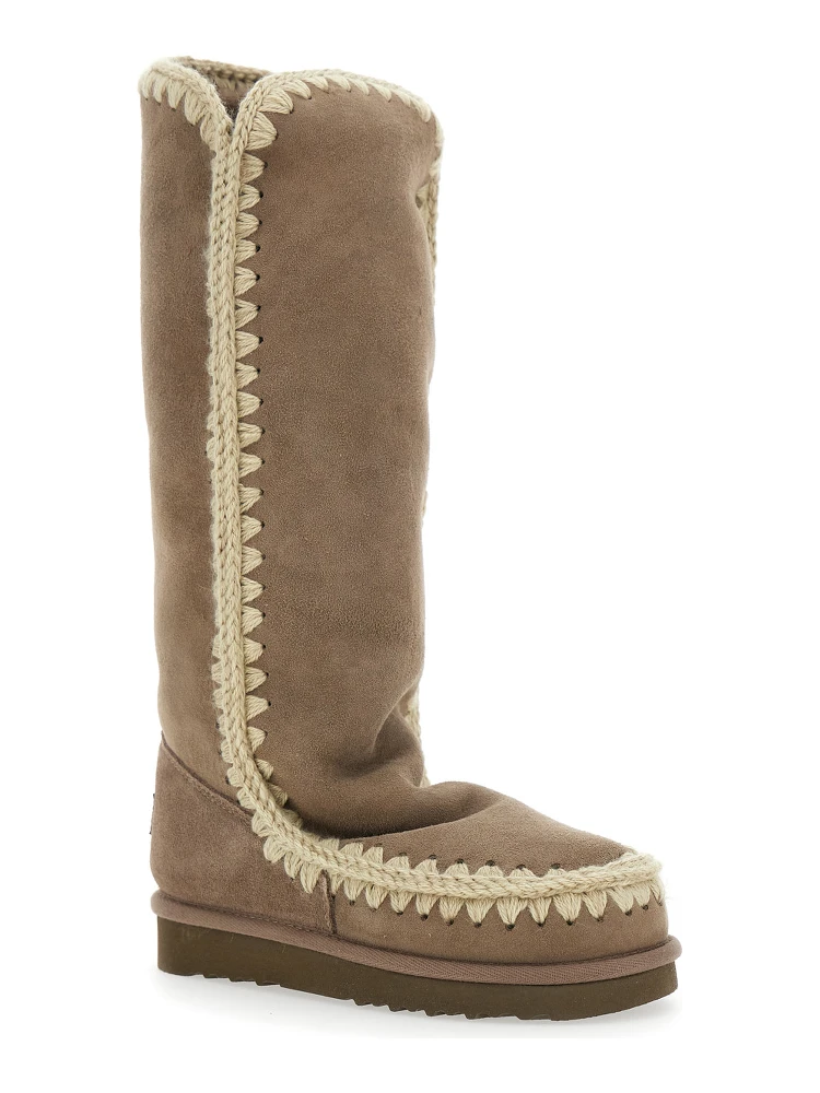 Eskimo Grey Boots with Braided Effect and Logo Patch on the Rear in Leather Woman alternative