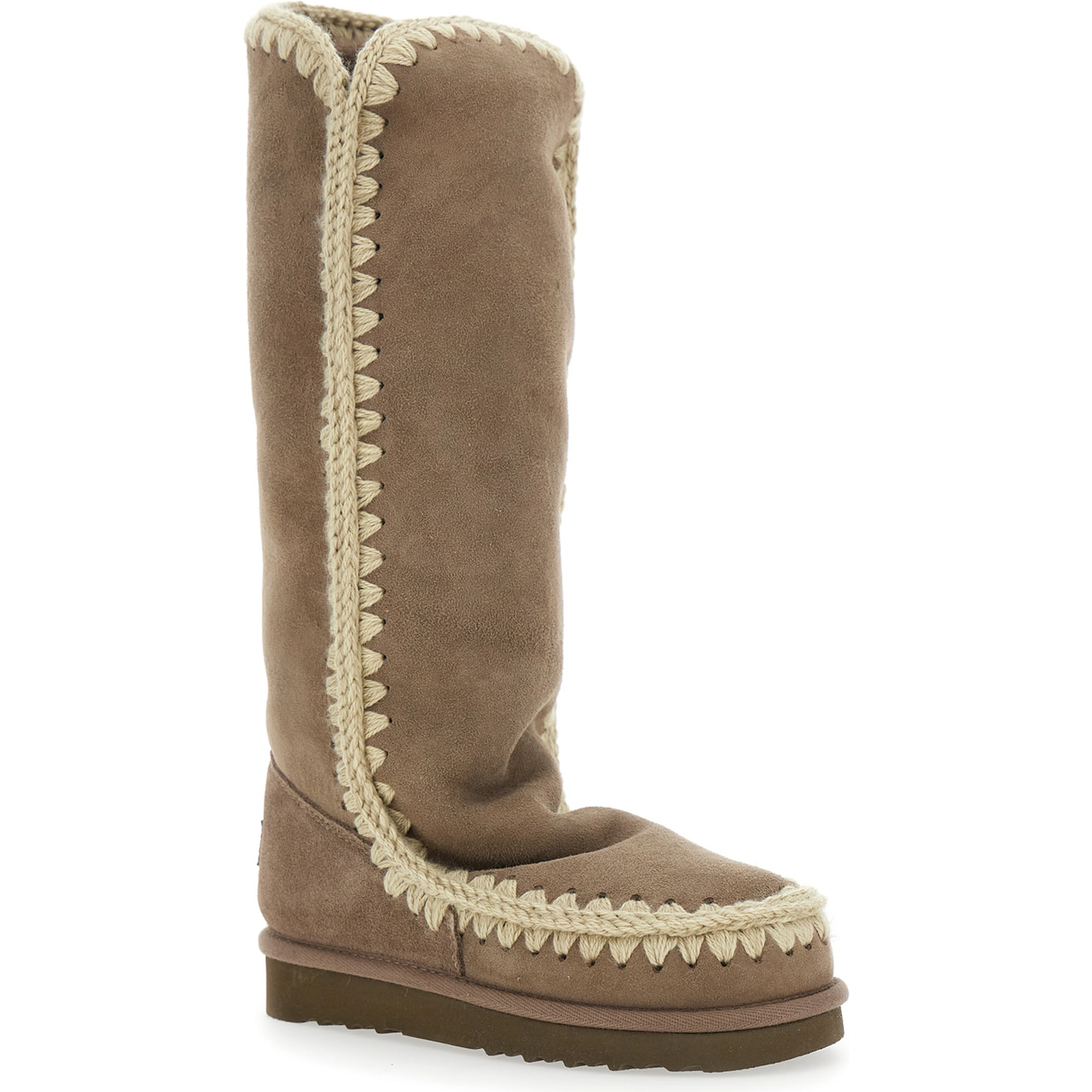 Eskimo Grey Boots with Braided Effect and Logo Patch on the Rear in Leather Woman