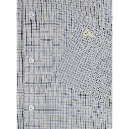 Beige Shirt with Logo Embroidery on the Front and All-Over Check Motif in Cotton Man