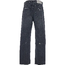 Black Jeans with Logo Patch on the Rear and Side Strap with Logo in Denim Man