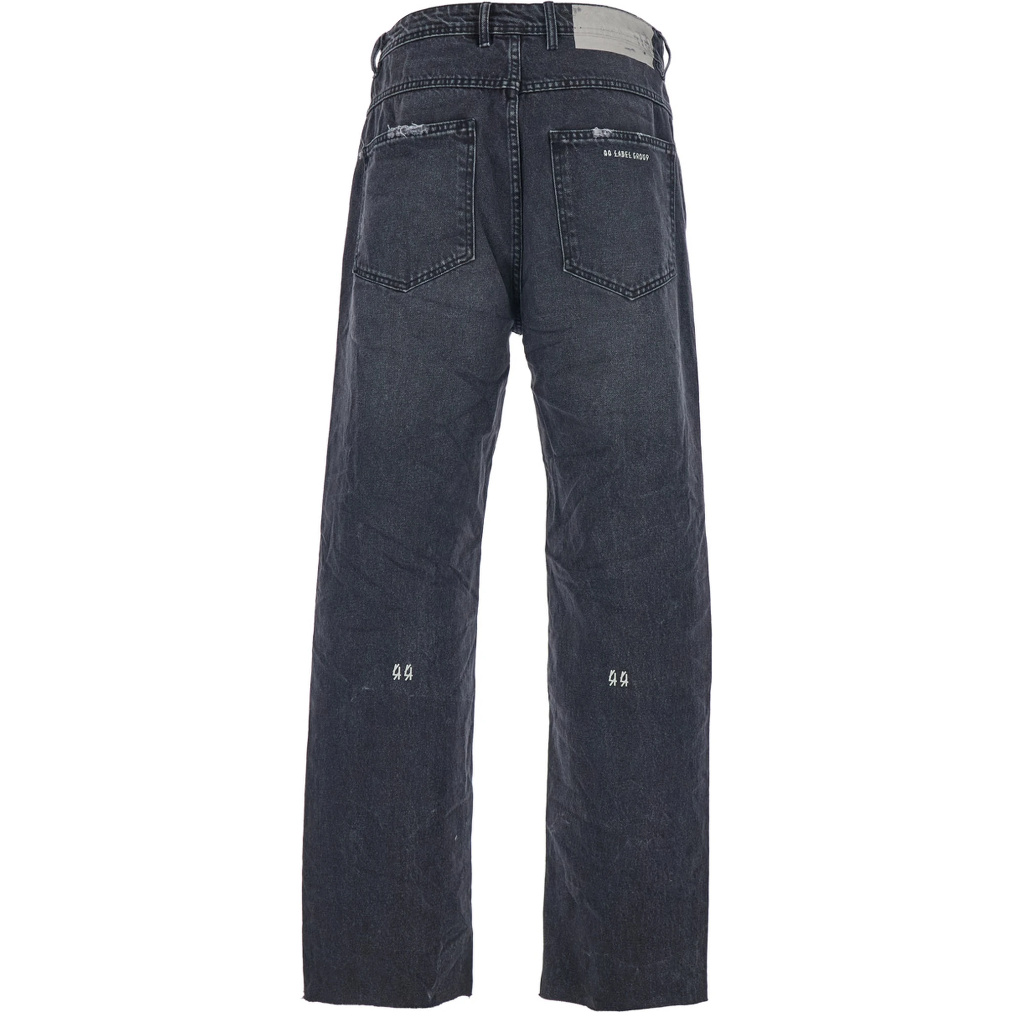 Black Jeans with Logo Patch on the Rear and Side Strap with Logo in Denim Man