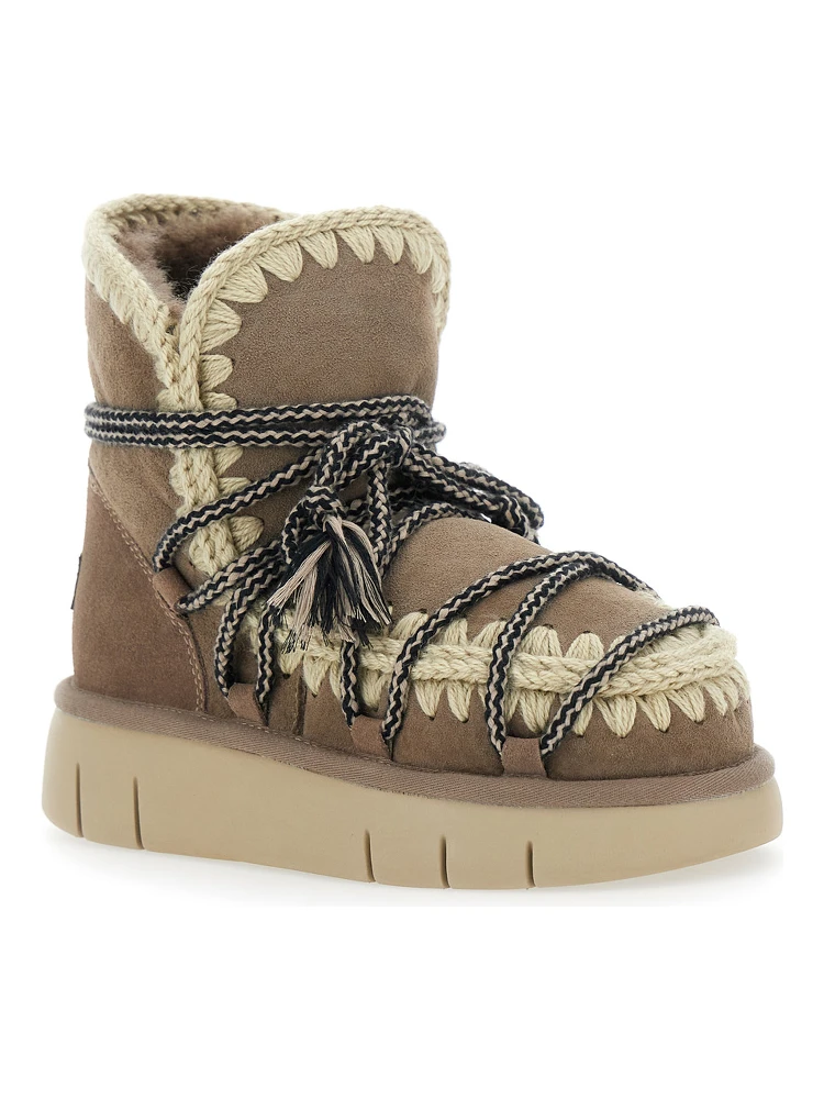 Grey Ankle Boots with Lace Closure and Tassel Detail in Leather Woman alternative