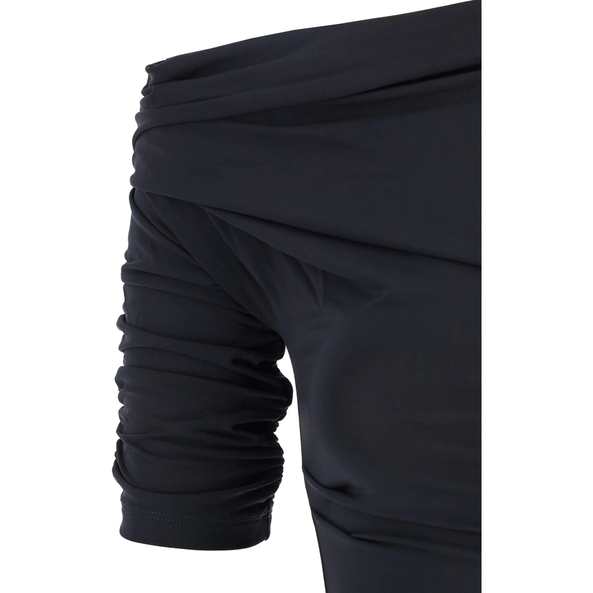 La Mini Robe Drapeado Blue One-Shoulder Mini Dress with Ruched Details in Viscose Blend Stretch Woman