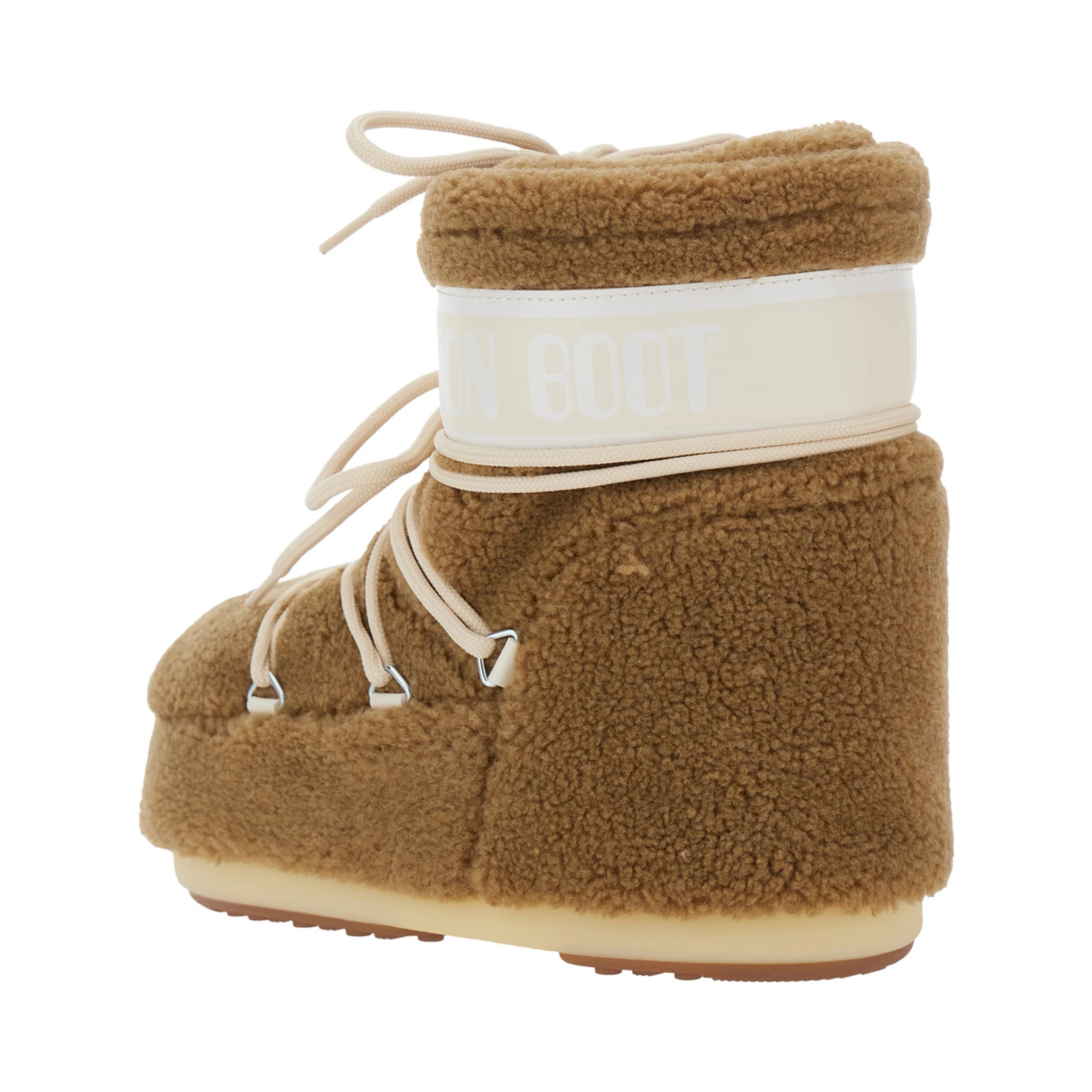 Icon Brown Snow Ankle Boots with Maxi Logo Print on the Side in Fleece Woman