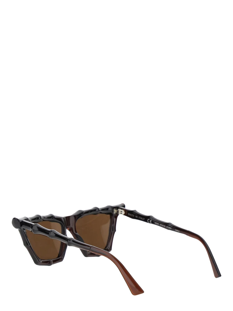 Brown Sunglasses with Bamboo-Effect Frame and Wide Temples in Acetate Woman