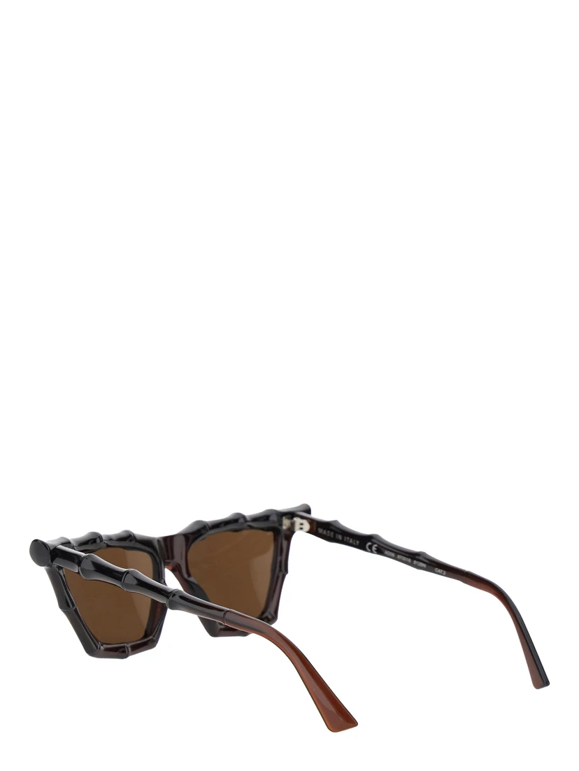 Brown Sunglasses with Bamboo-Effect Frame and Wide Temples in Acetate Woman
