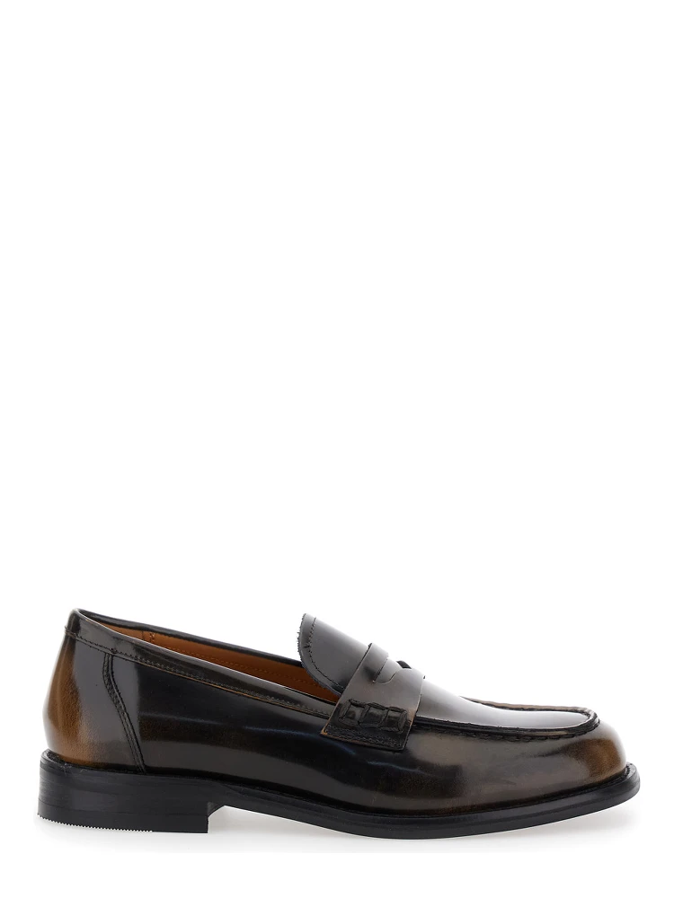 Linn Brown Slip-On Loafers in Leather Woman