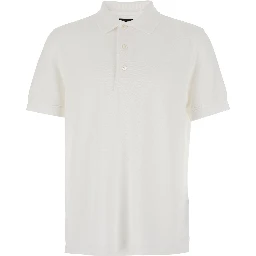 White Polo Shirt with Classic Collar in Cotton Blend Man