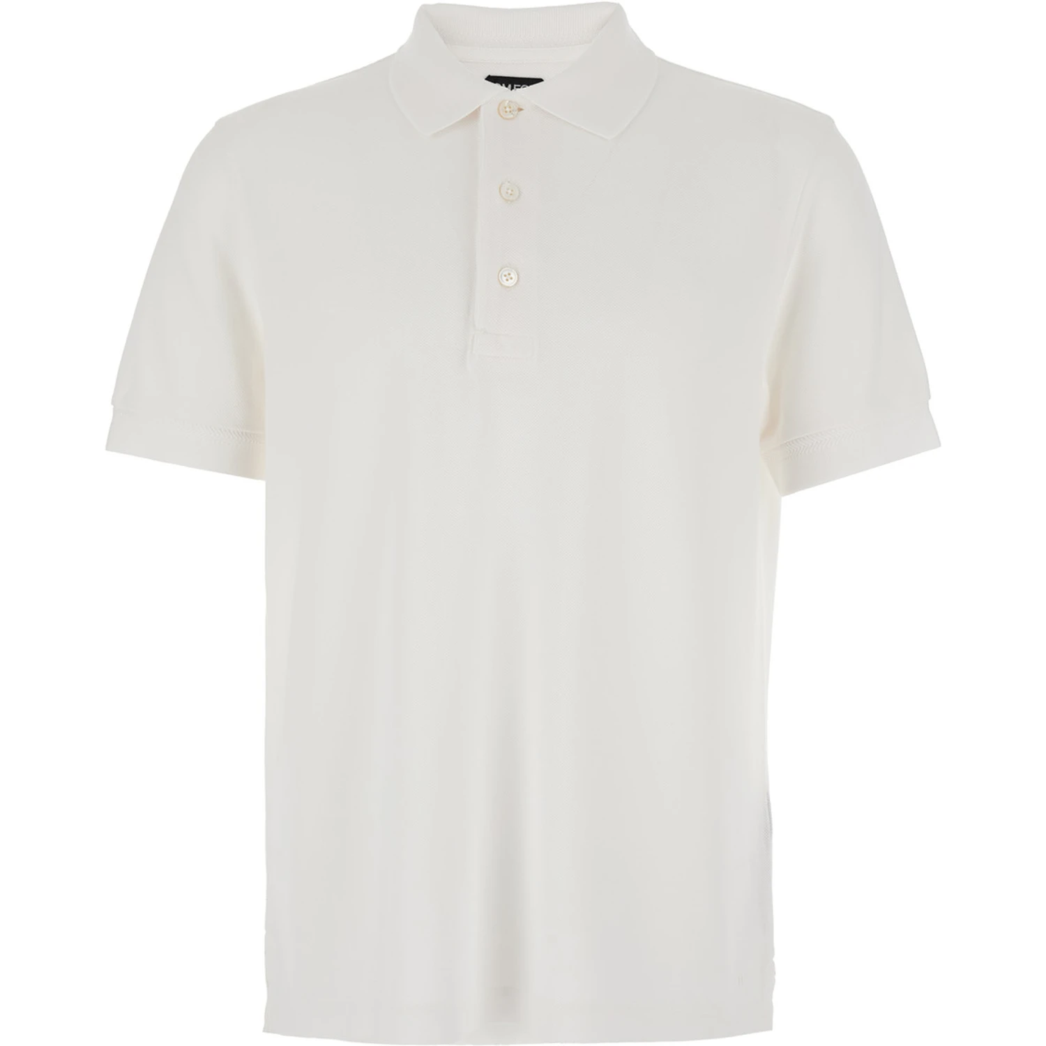 White Polo Shirt with Classic Collar in Cotton Blend Man