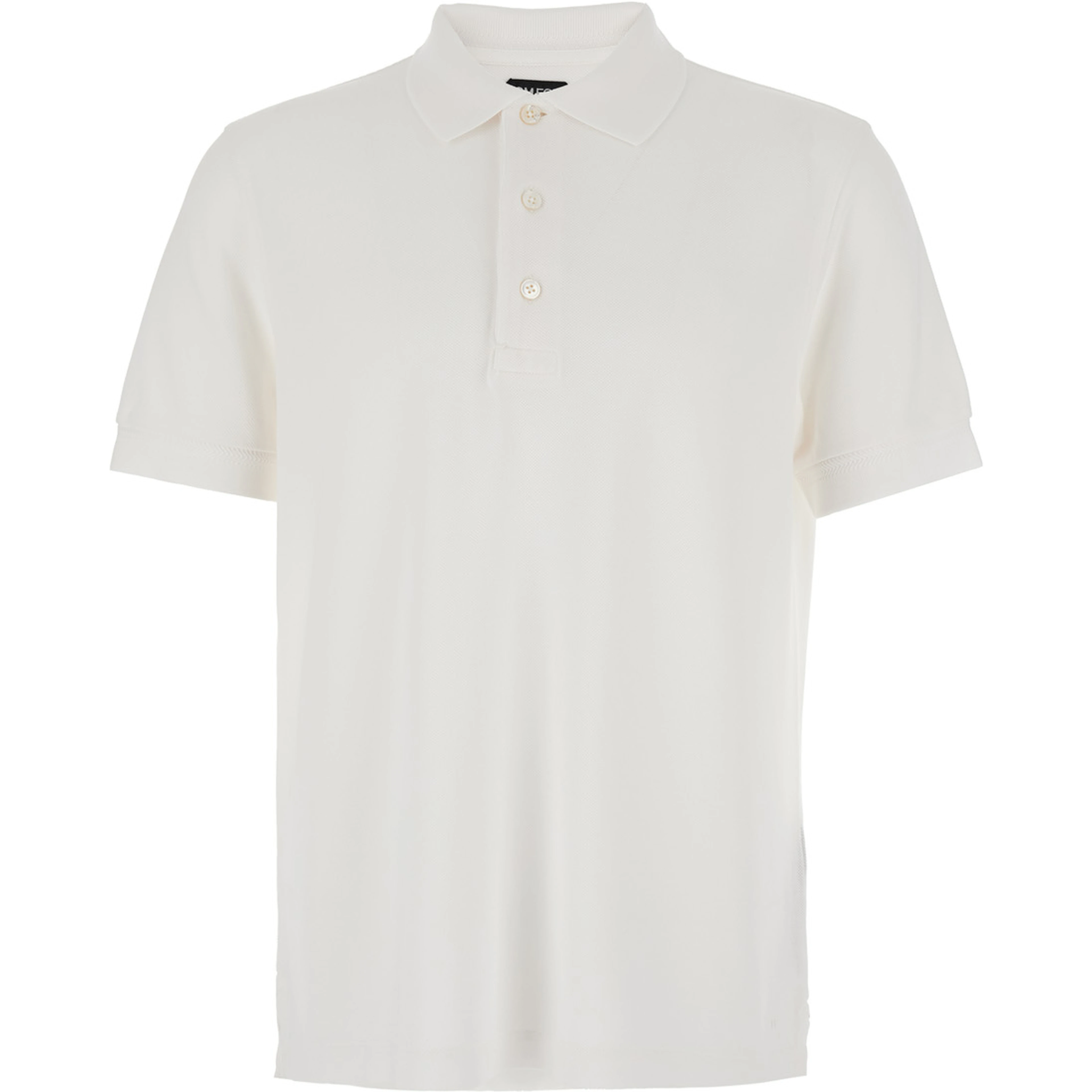 White Polo Shirt with Classic Collar in Cotton Blend Man