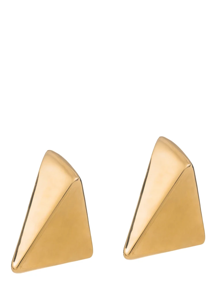Virtual Metallic Small Earings with Butterfly Clasp Closure and Triangular Shape  in Gold Plated Bronze Woman
