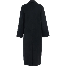Clara Black Double-Breasted Coat with Notched Revers in Wool Woman