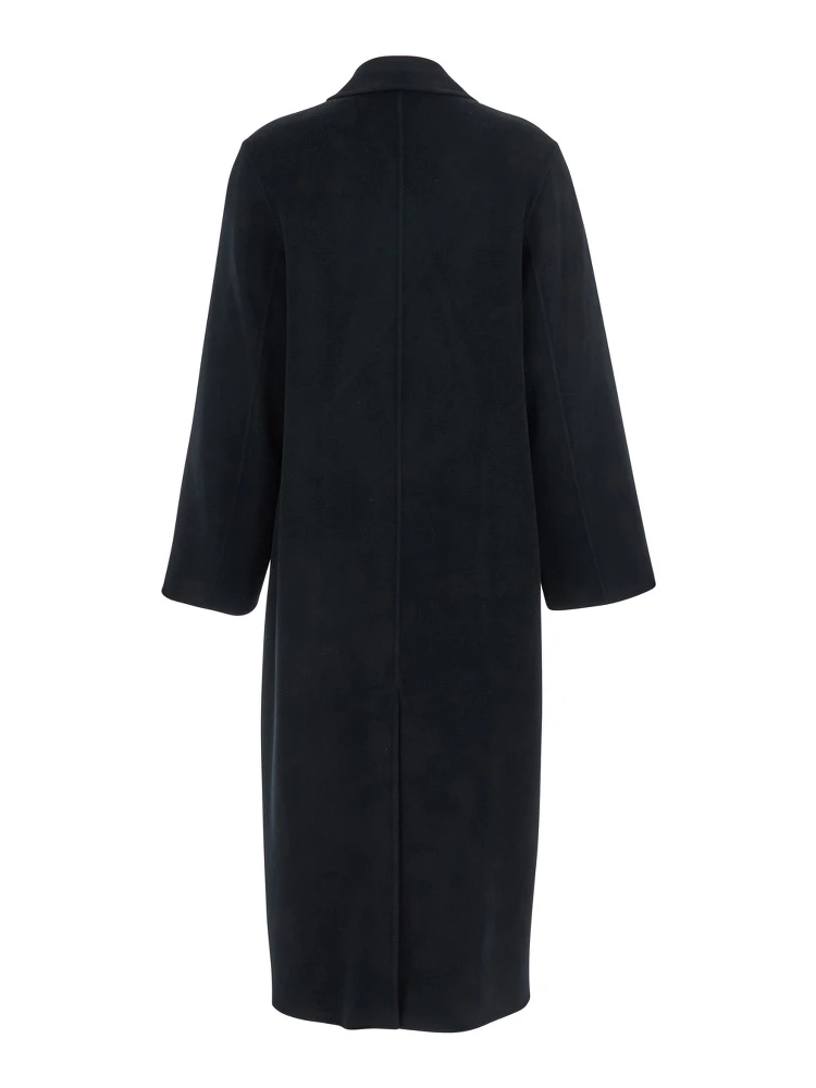 Clara Black Double-Breasted Coat with Notched Revers in Wool Woman alternative