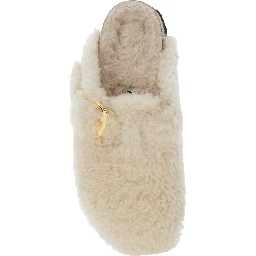 Boston White Slip-On Mules with Buckle in Eco-Shearling Woman