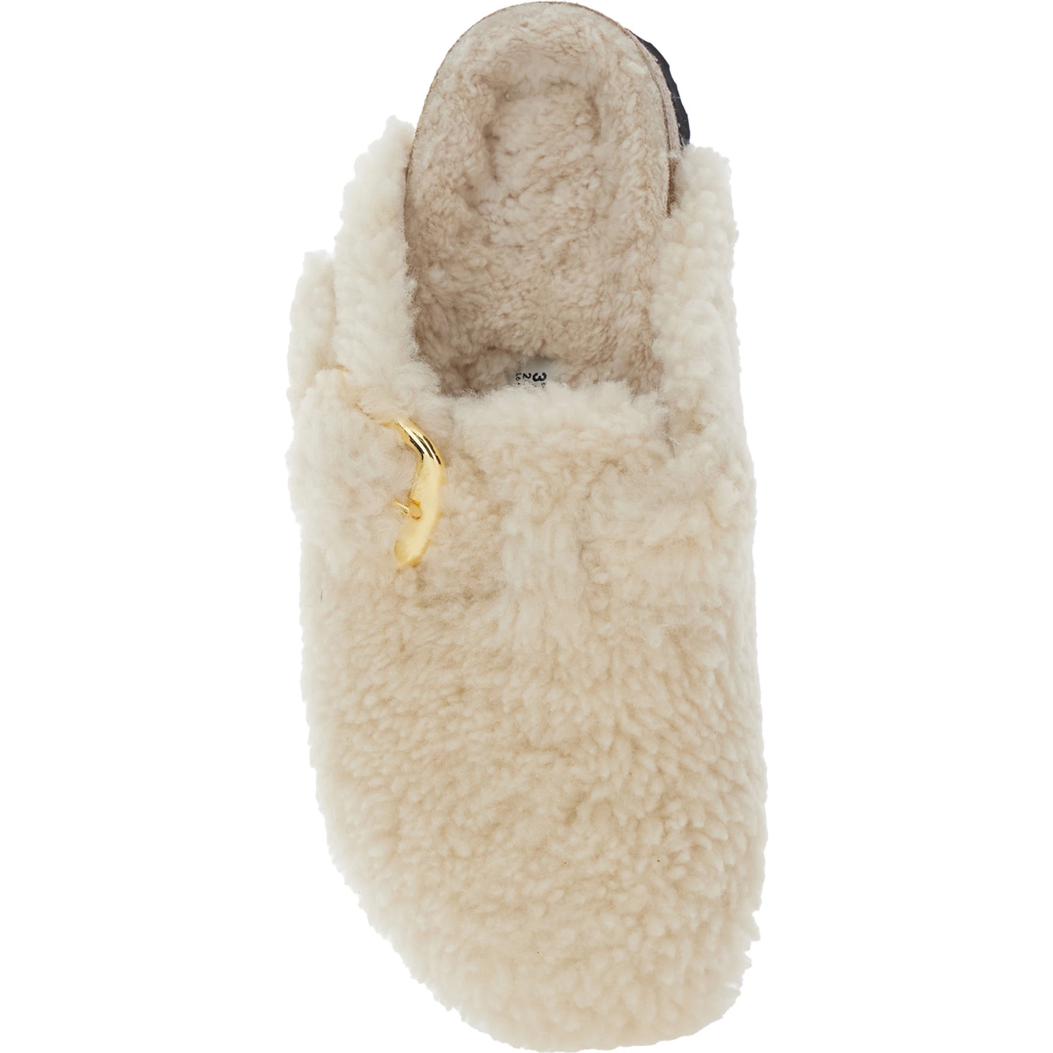 Boston White Slip-On Mules with Buckle in Eco-Shearling Woman