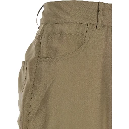 Green Silk Pants with Belt Loops and Logo Patch on the Rear in Silk Woman